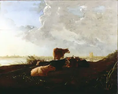 Kor nära en flod av Aelbert Cuyp