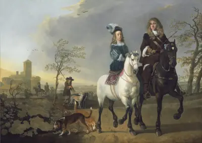 Lady and Gentleman on Horseback av Aelbert Cuyp