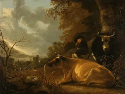 Landscape with Cows and a Young Herdsman av Aelbert Cuyp