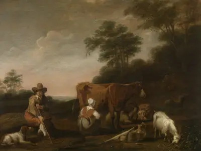 Landscape with Shepherd and Milkmaid av Aelbert Cuyp