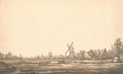 Landskab med en mølle av Aelbert Cuyp