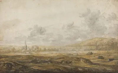 Panoramic Landscape along the Rhine av Aelbert Cuyp