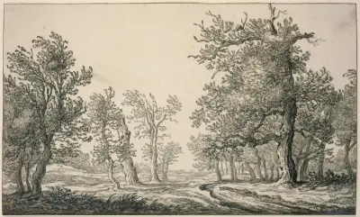 Path through an oak forest av Aelbert Cuyp