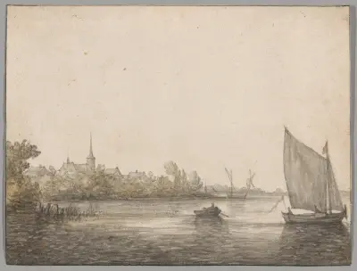 View of IJsselmonde Seen Across the New Maas av Aelbert Cuyp