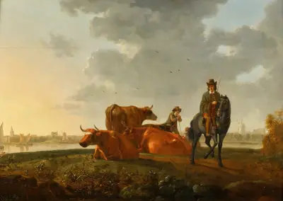 Weide am Fluss av Aelbert Cuyp