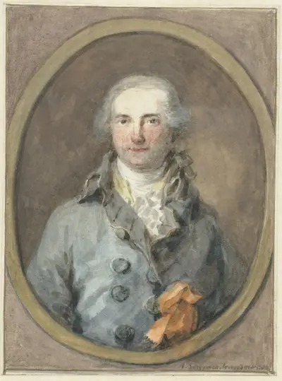 Portret van een heer in een ovaal kader av Aert Schouman