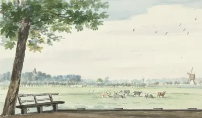 The Hamlet, De Lindt, in the Zwijndrechtse Waard near Meerdervoort av Aert Schouman