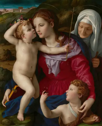 Virgin and Child with Saint Elizabeth and Saint John the Baptist av Agnolo Bronzino