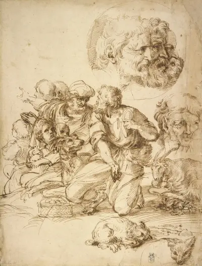 A Group of Shepherds, and Other Studies av Agostino Carracci