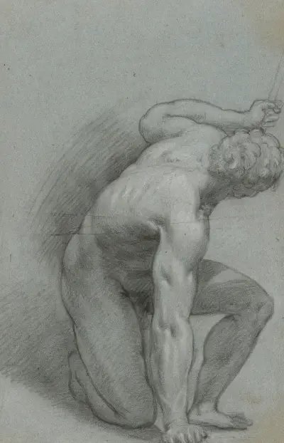 Kneeling Figure av Agostino Carracci