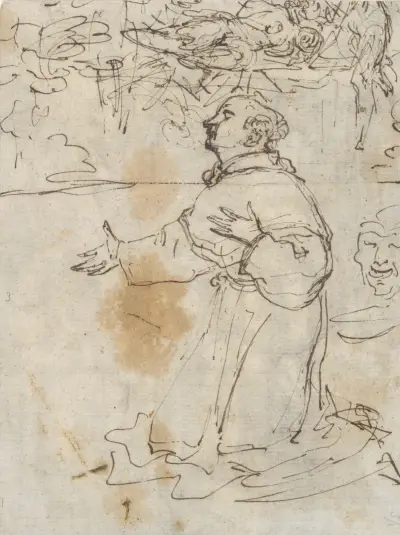 Kneeling Saint and other sketches av Agostino Carracci