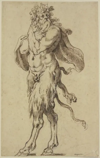 Old satyr to the left av Agostino Carracci