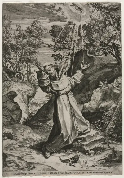 St. Francis Receiving the Stigmata av Agostino Carracci
