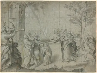 The Sacrifice of Pelias to Neptune av Agostino Carracci