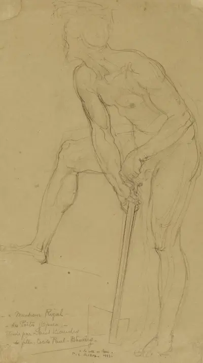 Homme nu debout av Paul-Jacques-Aimé Baudry