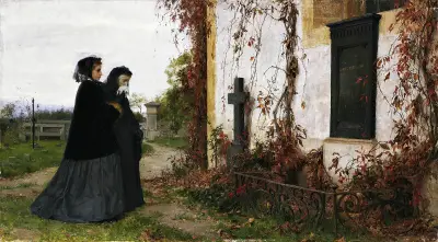Auf dem Friedhof von Albert Anker