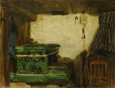 Corner Of A Room With Tiled Stove av Albert Anker