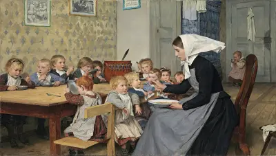 Die Kinderkrippe I von Albert Anker
