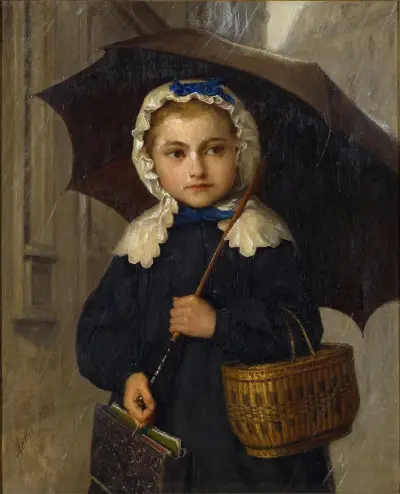 Louise Anker mit Sonnenschirm von Albert Anker