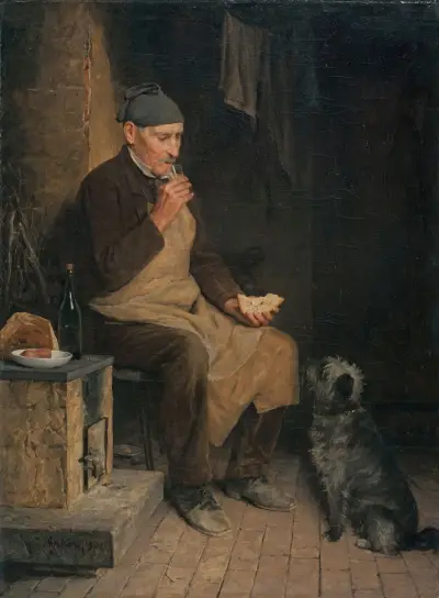 Old Man Taking A Rest av Albert Anker
