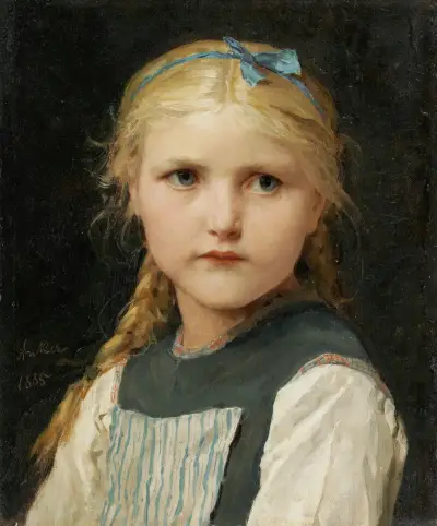 Portrait Of A Girl av Albert Anker