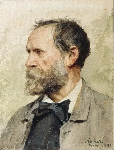 Self-portrait in profile, left av Albert Anker
