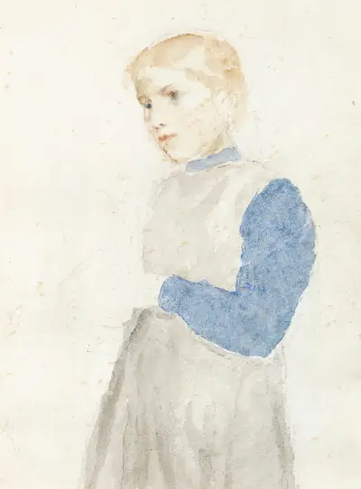 Study Of A Standing Girl av Albert Anker