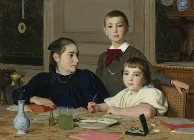 Die Geschwister Zaeslin von Albert Anker