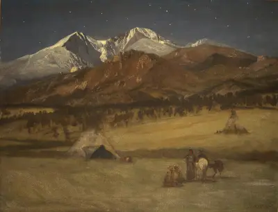 Indian Encampment – Evening av Albert Bierstadt
