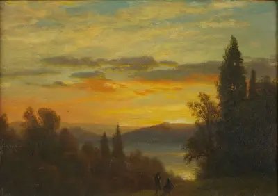 On the Hudson River Near Irvington av Albert Bierstadt