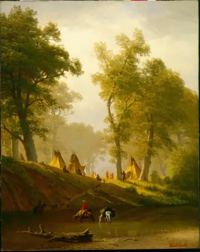 The Wolf River, Kansas av Albert Bierstadt