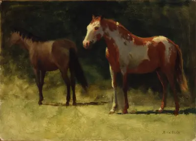 Två hästar av Albert Bierstadt