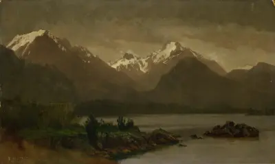 Untitled (mountains and lake) av Albert Bierstadt