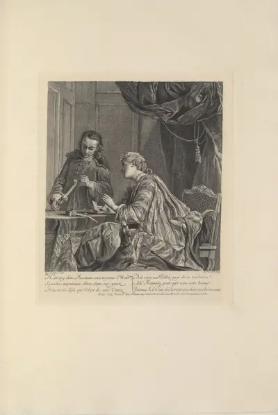 Damen som förseglar ett brev (E. Fessard efter J. B. S. Chardin) av Albert Christophle