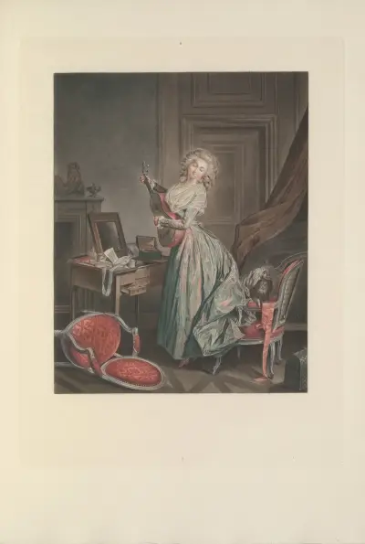 La Joueuse de Guitare (F. Janinet after N. Lavreince) av Albert Christophle