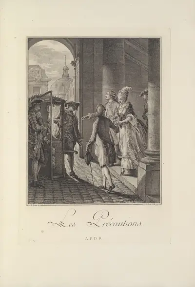 Lés Précautions (P. A. Martini after J. M. Moreau le Jeune) av Albert Christophle