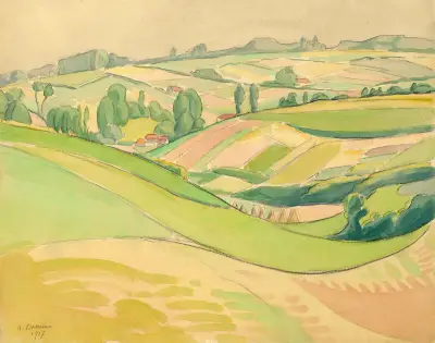 Landschap in aquarel, 1917 – nr 3 av Albert Daenens