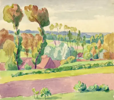 Landschap in aquarel – nr 1 av Albert Daenens
