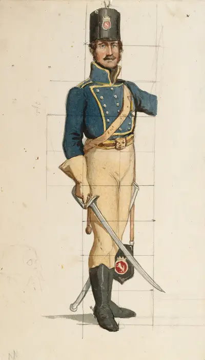 Soldat i finsk krigstidsuniform av Albert Edelfelt
