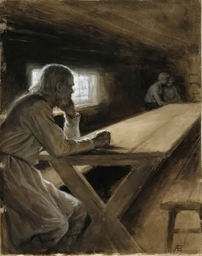 Cabin Interior From The Poem The Cloud’s Brother av Albert Edelfelt