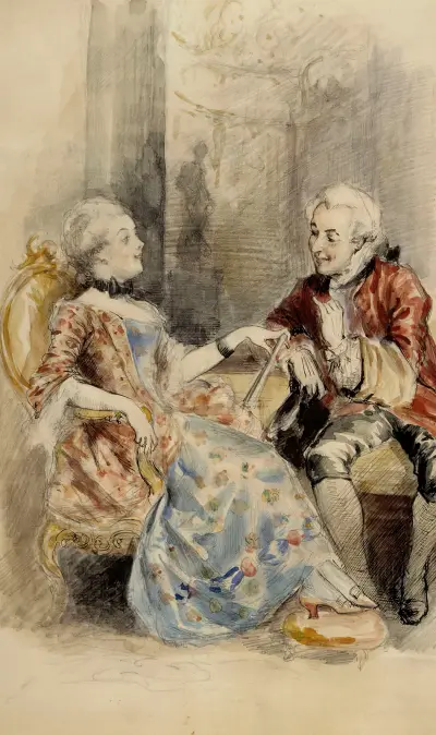 Rozmlouvající pár v rokokovém oděvu, Albert Edelfelt