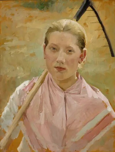 Girl With A Rake, Study For August av Albert Edelfelt