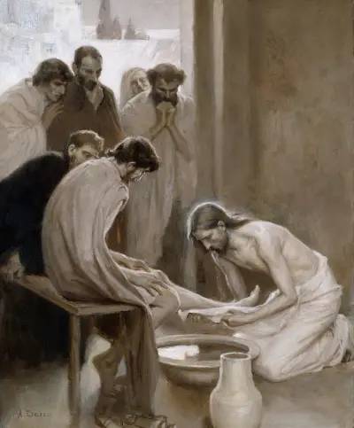 Jesus tvättar sina lärjungars fötter av Albert Edelfelt