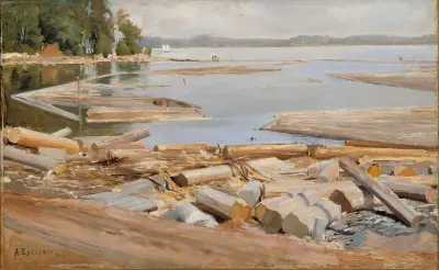 Dřevěný vor, Albert Edelfelt