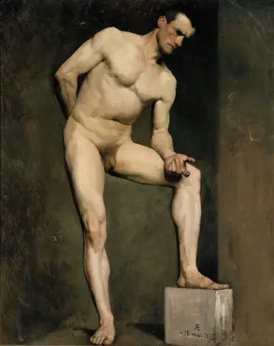 Männliches Modell, Akademiestudie, 1875 von Albert Edelfelt
