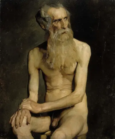 Old Man Seated, Academy Study av Albert Edelfelt