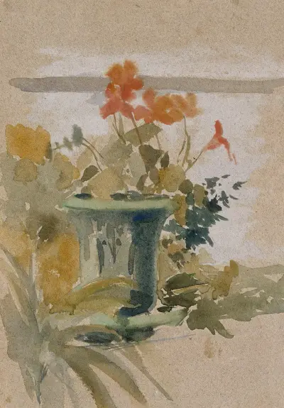 Pelargonie na terase, Albert Edelfelt