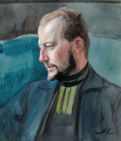 Porträt des Künstlers Werner von Hausen von Albert Edelfelt