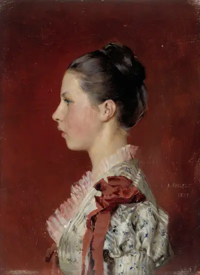 Portrait Of The Artist’s Sister Annie Edelfelt av Albert Edelfelt