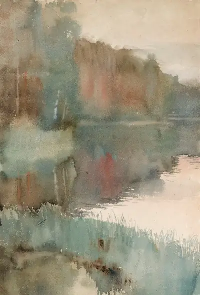 Havsstrand vid Haikko i höst ; Landskap. Höst av Albert Edelfelt
